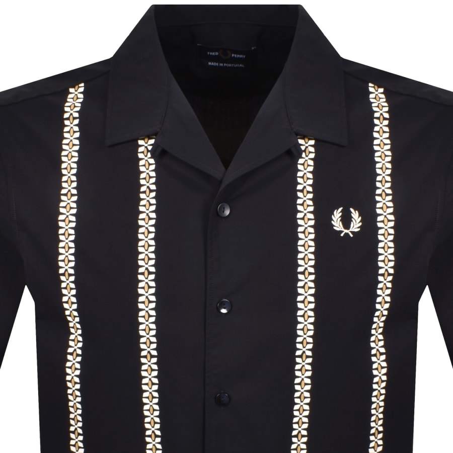 Image number 2 for Fred Perry Placement Print Shirt Navy