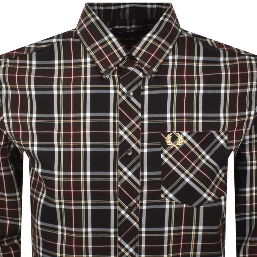 Image number 2 for Fred Perry Long Sleeve Tartan Shirt Black
