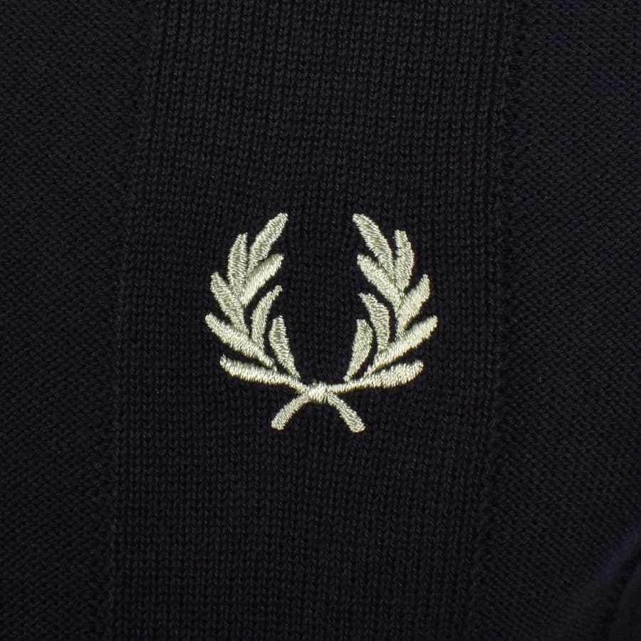 Image number 3 for Fred Perry Vertical Stripe Knit Polo Shirt Navy