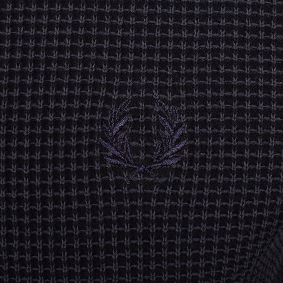 Image number 3 for Fred Perry Waffle Knit Polo T Shirt Navy