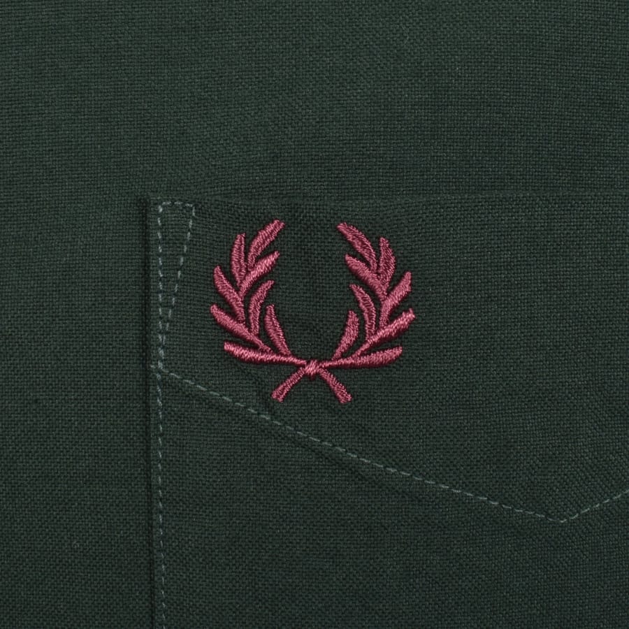 Image number 4 for Fred Perry Oxford Short Sleeve Shirt Green