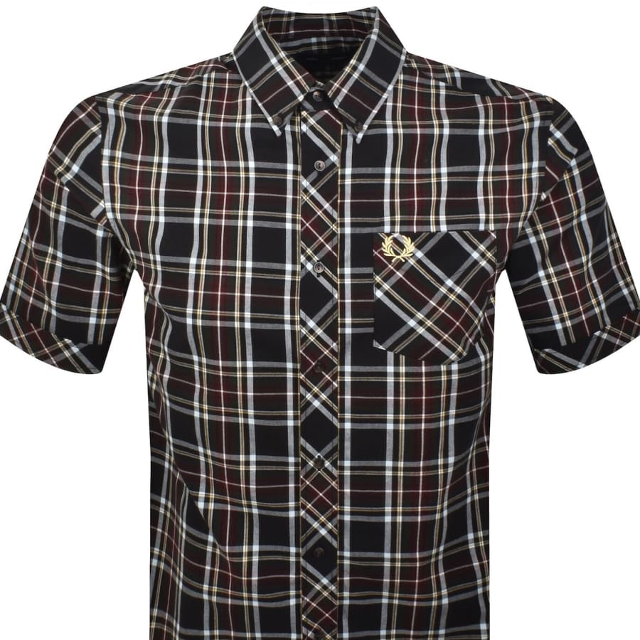 Image number 2 for Fred Perry Tartan Short Sleeve Shirt Black