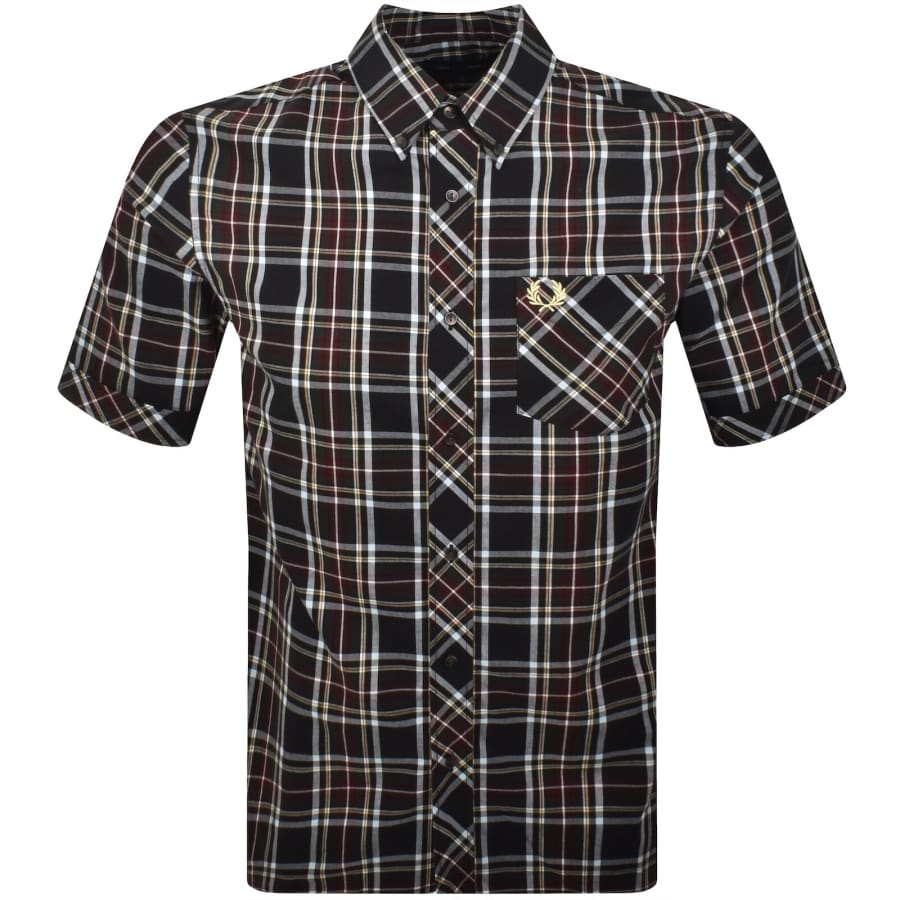 Image number 1 for Fred Perry Tartan Short Sleeve Shirt Black