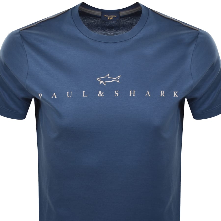 Image number 2 for Paul And Shark Printed Logo T Shirt Blue