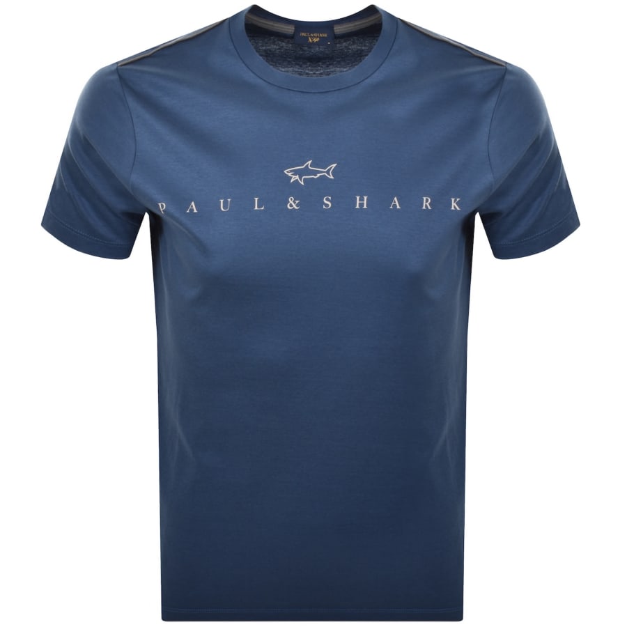 Image number 1 for Paul And Shark Printed Logo T Shirt Blue