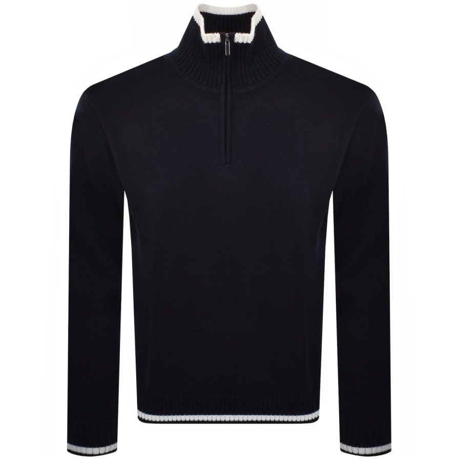 Image number 2 for Paul And Shark Moon Badge Knit Jumper Navy