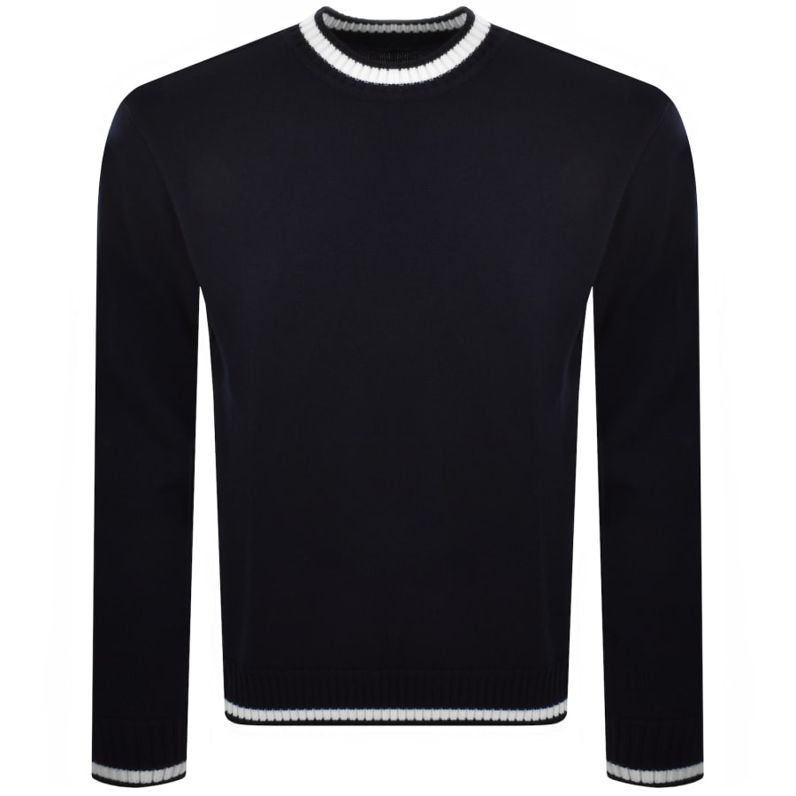 Image number 2 for Paul And Shark Moon Badge Knit Jumper Navy