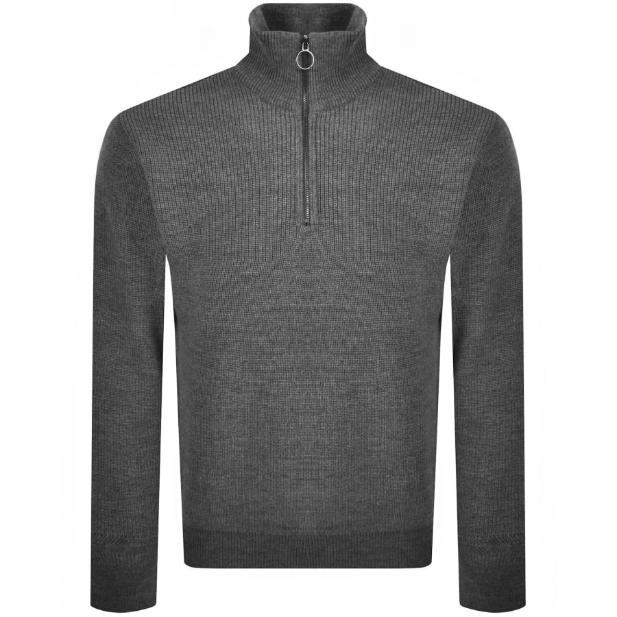 Image number 2 for Paul And Shark Moon Badge Knit Jumper Grey