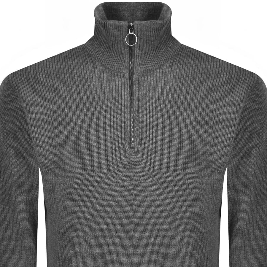 Image number 3 for Paul And Shark Moon Badge Knit Jumper Grey