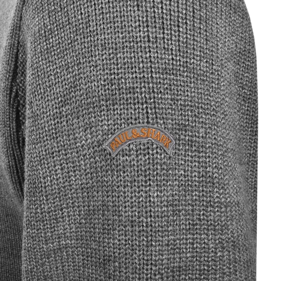 Image number 4 for Paul And Shark Moon Badge Knit Jumper Grey