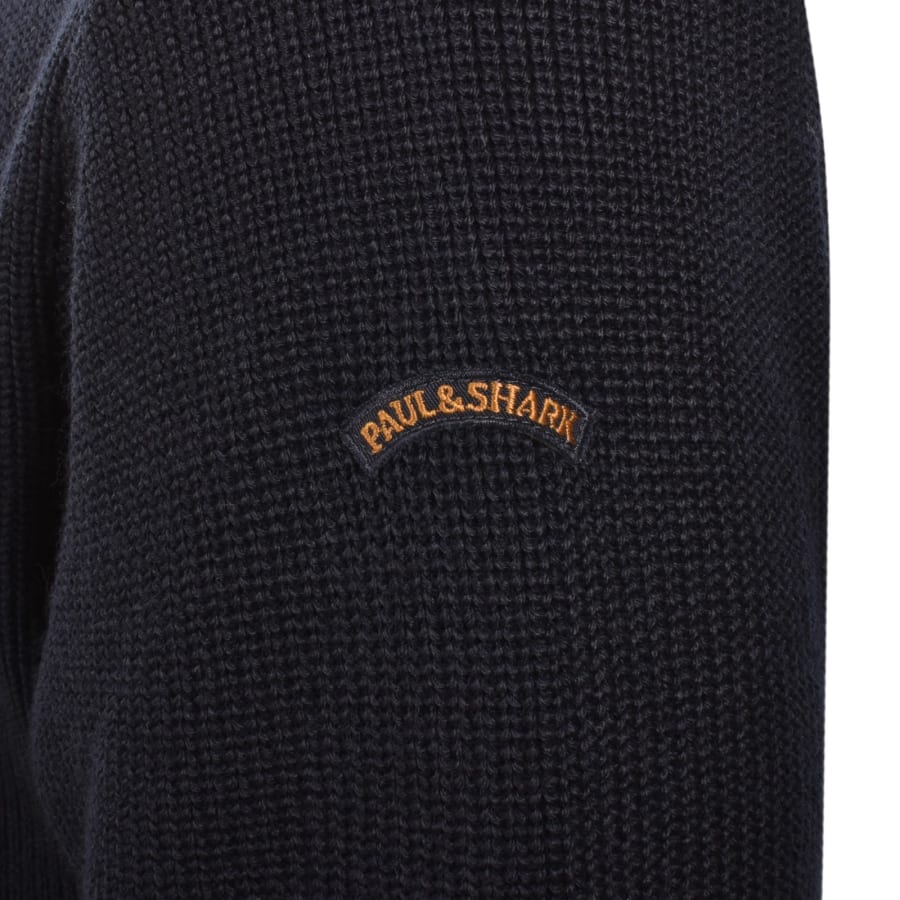 Image number 4 for Paul And Shark Moon Badge Knit Jumper Navy