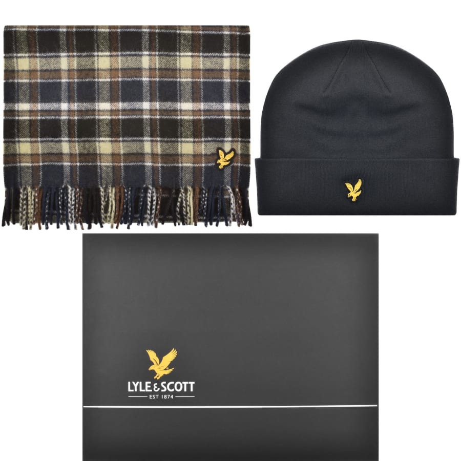 Image number 1 for Lyle And Scott Scarf And Beanie Set Blue