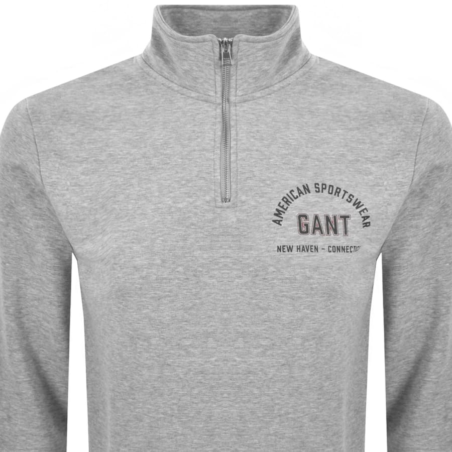Image number 2 for Gant Graphic Half Zip Sweatshirt Grey