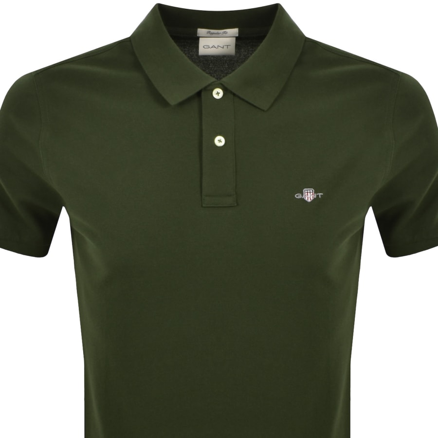 Image number 2 for Gant Regular Fit Shield Pique Polo T Shirt Green