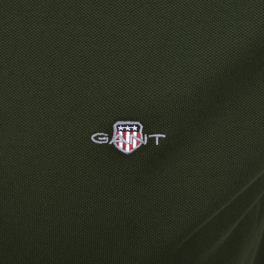 Image number 3 for Gant Regular Fit Shield Pique Polo T Shirt Green