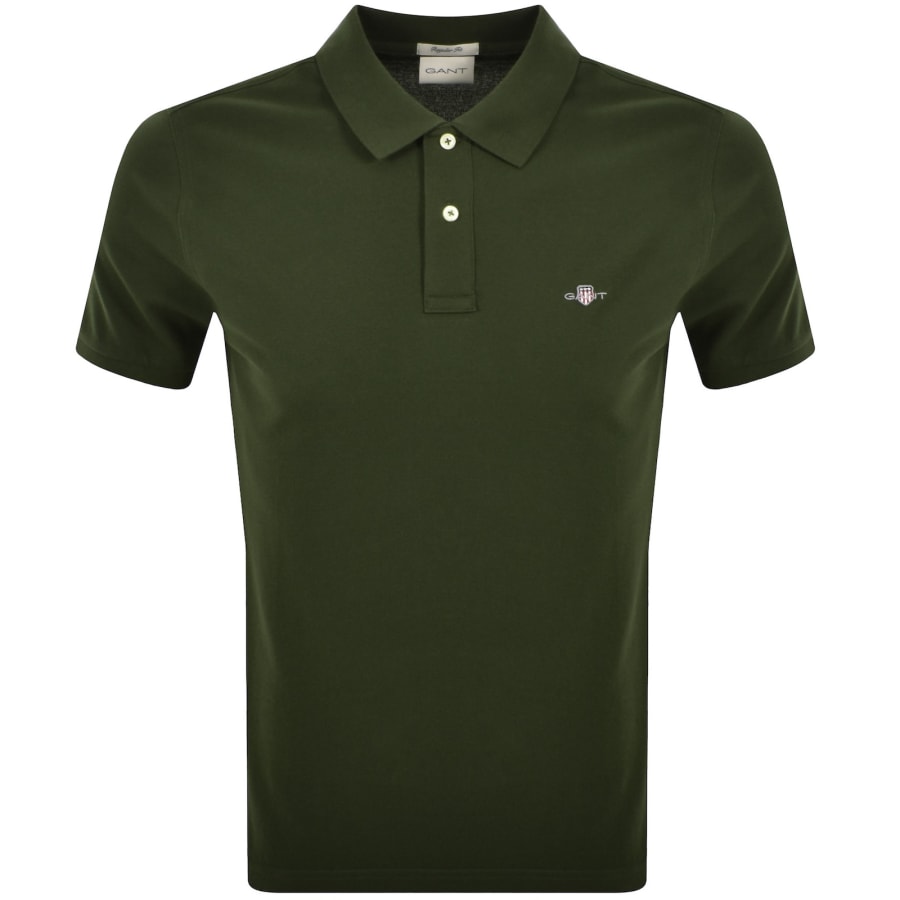 Image number 1 for Gant Regular Fit Shield Pique Polo T Shirt Green