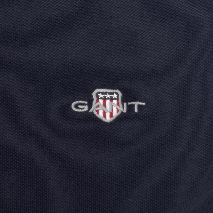 Image number 3 for Gant Regular Shield Long Sleeve Polo T Shirt Navy