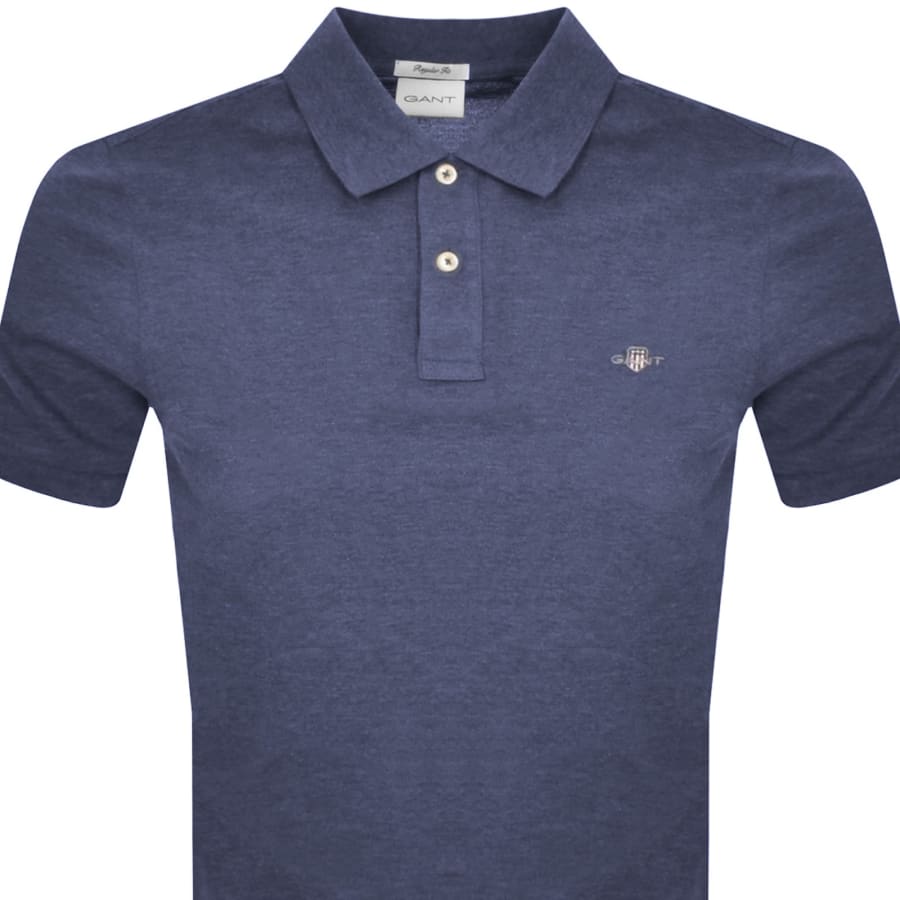 Image number 2 for Gant Shield Pique Polo T Shirt Blue