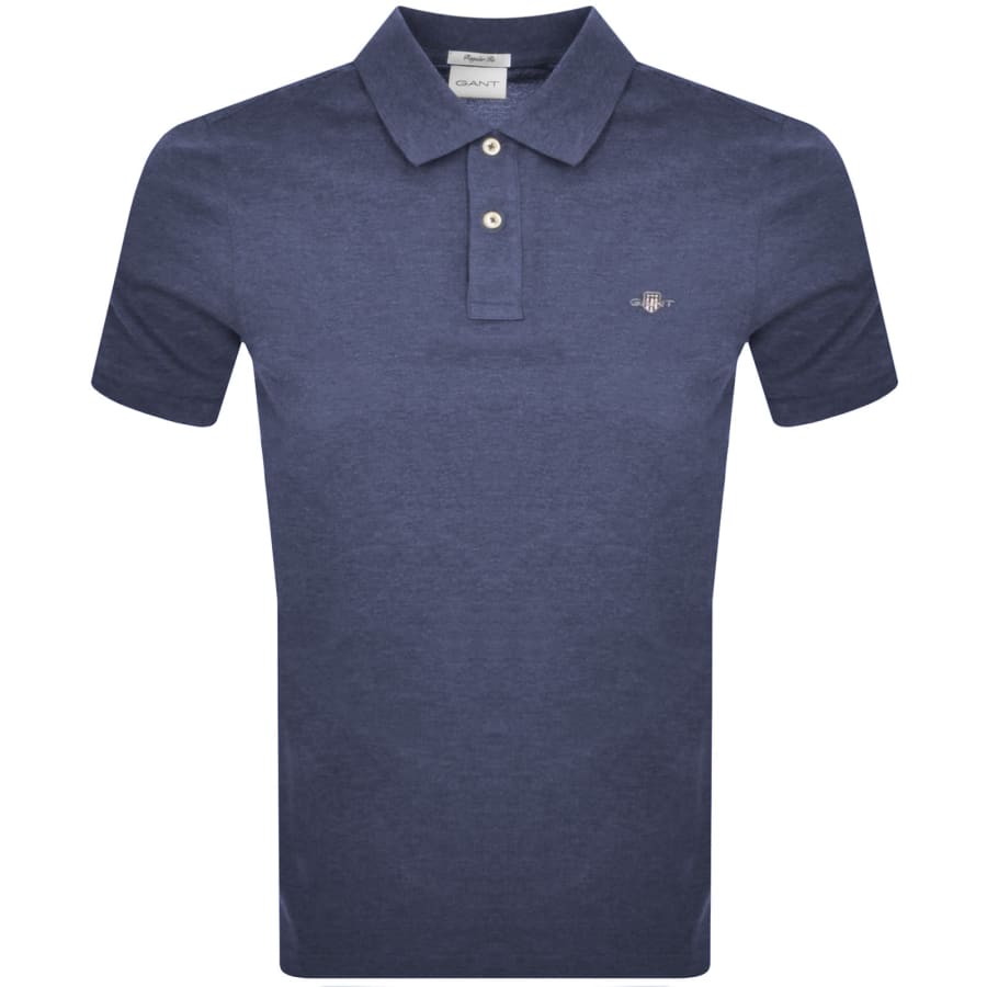 Image number 1 for Gant Shield Pique Polo T Shirt Blue