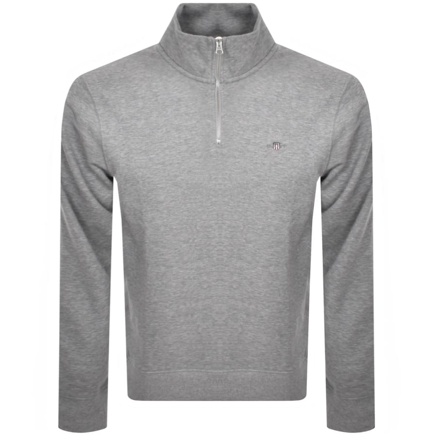 Image number 1 for Gant Shield Logo Half Zip Sweatshirt Grey