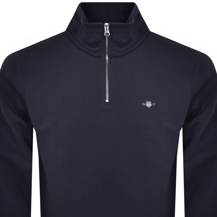 Image number 2 for Gant Shield Reg Shield Half Zip Sweatshirt Navy