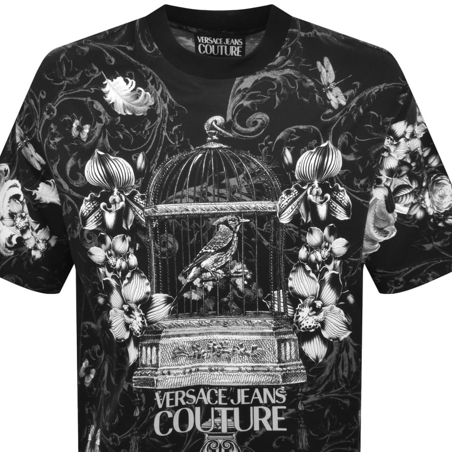 Image number 2 for Versace Jeans Couture Floral T Shirt Black