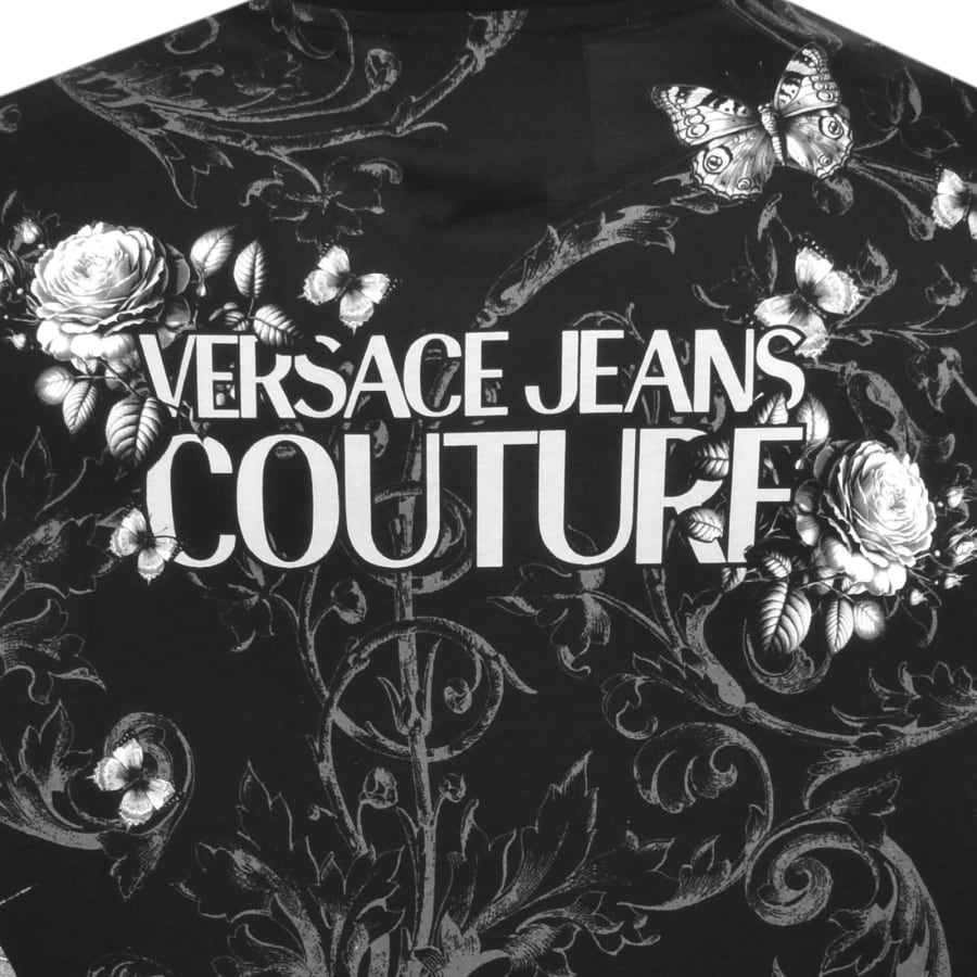 Image number 4 for Versace Jeans Couture Floral T Shirt Black
