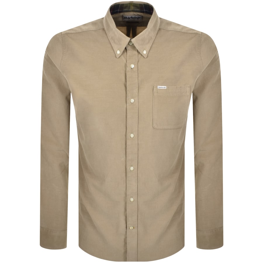 Image number 1 for Barbour Long Sleeved Corduroy Shirt Brown