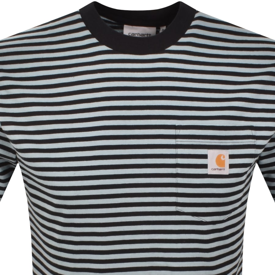 Image number 2 for Carhartt WIP Verner Stripe Pocket T Shirt Blue