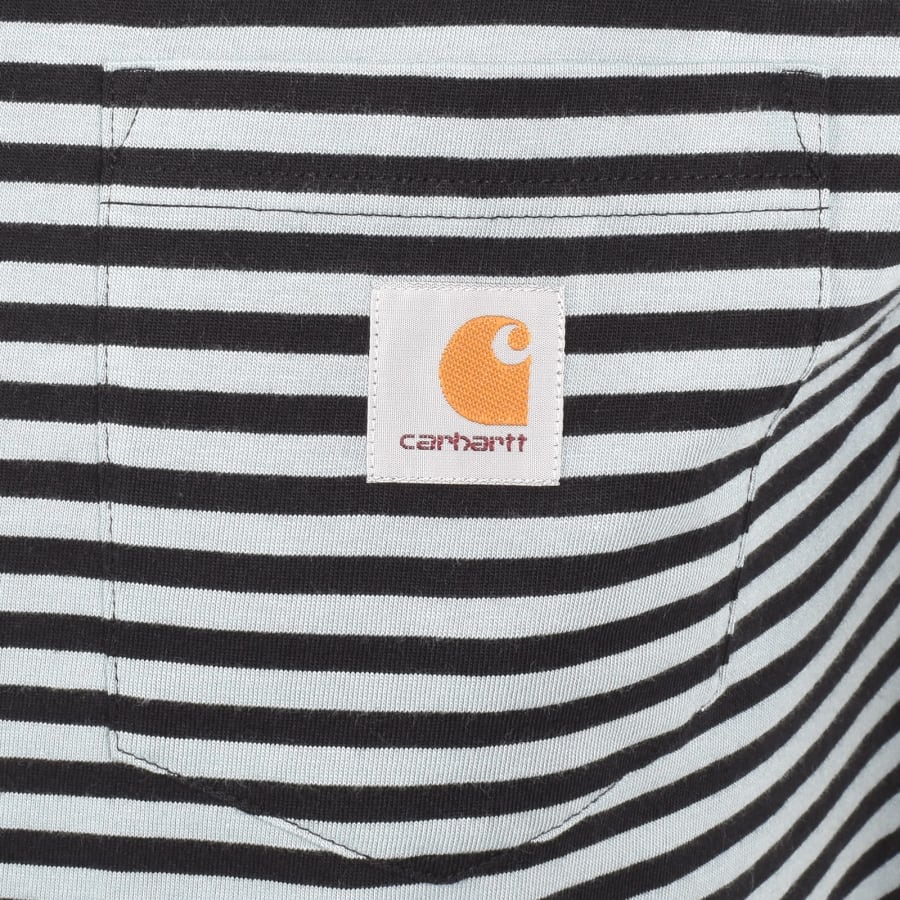 Image number 3 for Carhartt WIP Verner Stripe Pocket T Shirt Blue
