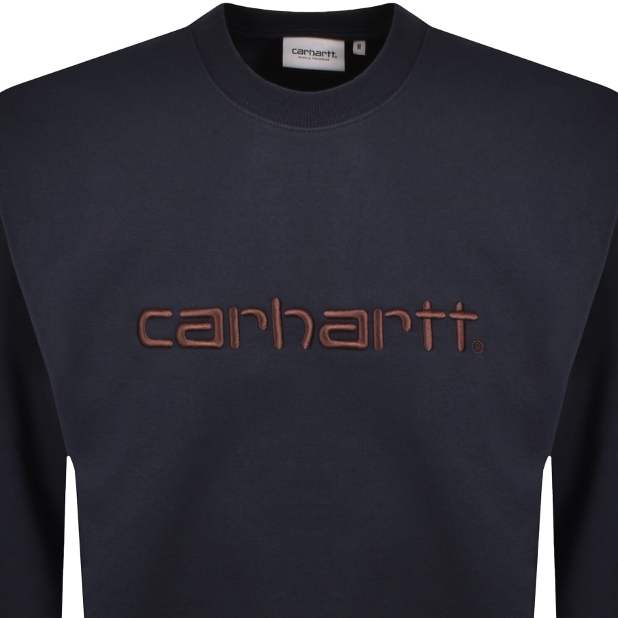 Image number 2 for Carhartt Logo Sweatshirt Deep Night Navy