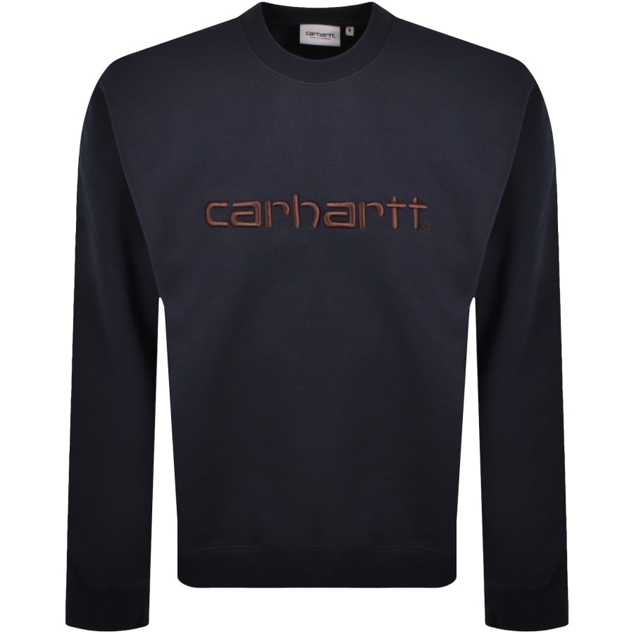 Image number 1 for Carhartt Logo Sweatshirt Deep Night Navy