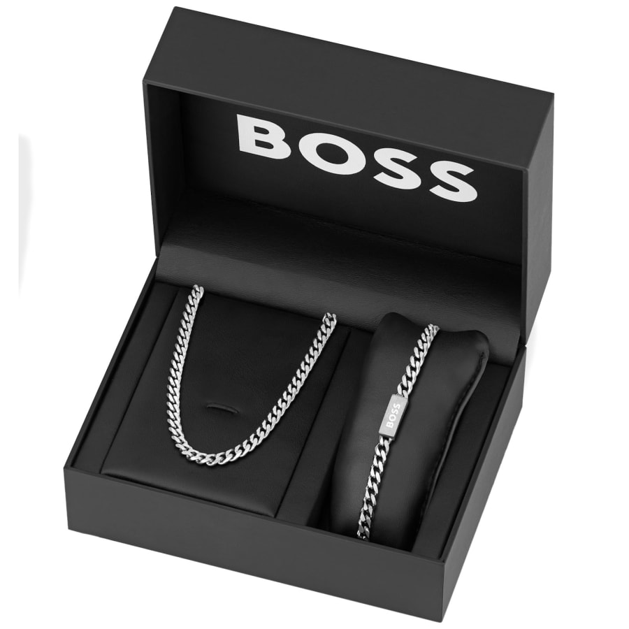 Image number 5 for BOSS Chain Necklace And Bracelet Silver