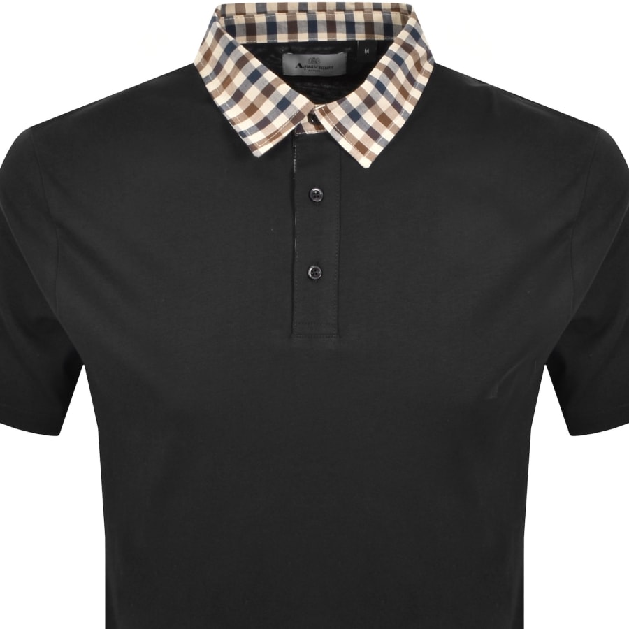 Image number 2 for Aquascutum Club Check Collar Polo T Shirt Black