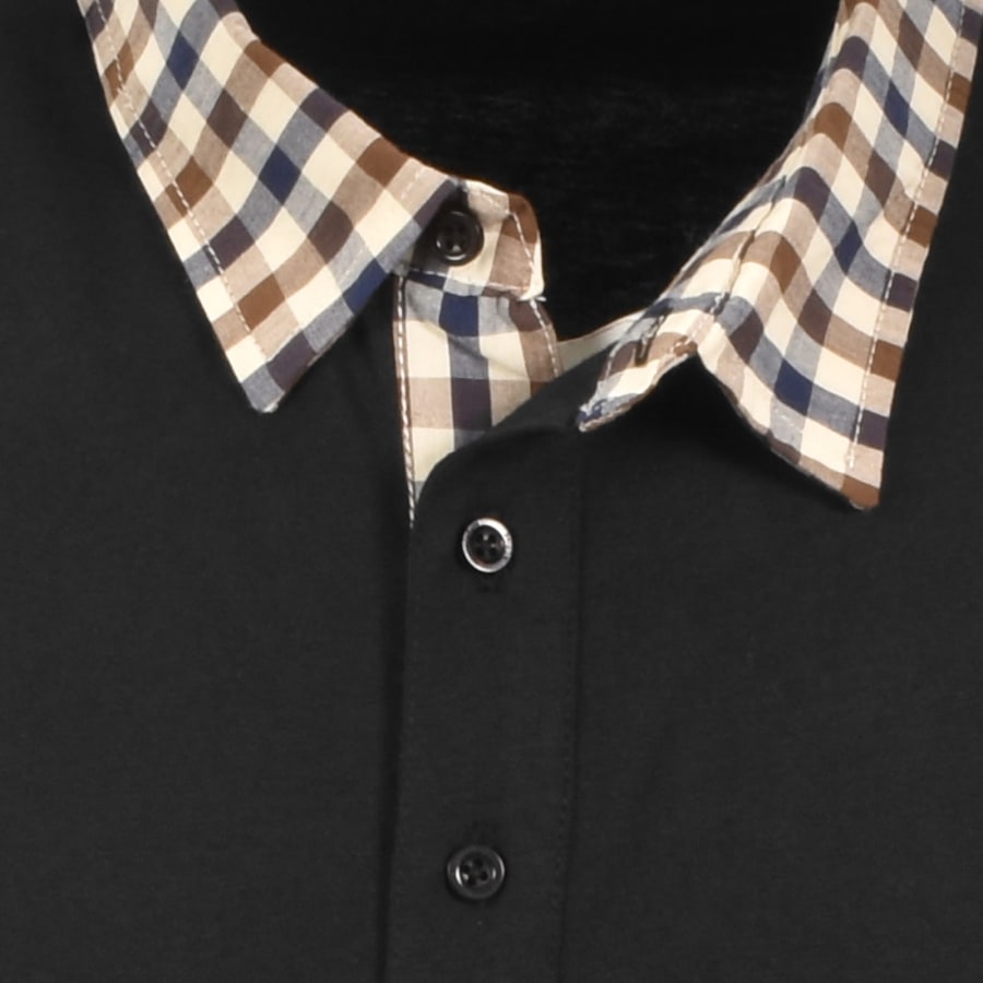 Image number 3 for Aquascutum Club Check Collar Polo T Shirt Black