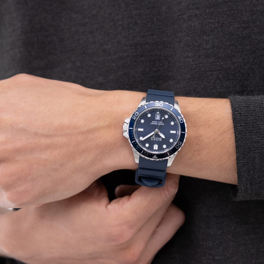 Image number 4 for BOSS Troper Sport Rubber Strap Watch Blue