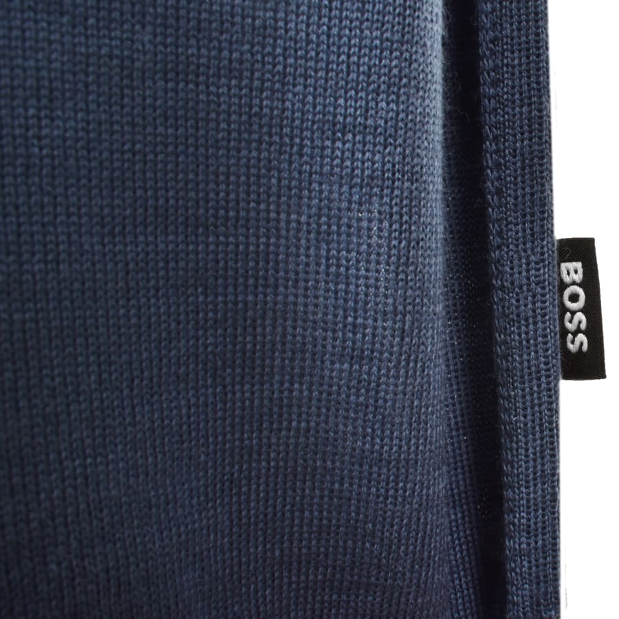 Image number 3 for BOSS Lancione Merino Wool Knit Polo Blue