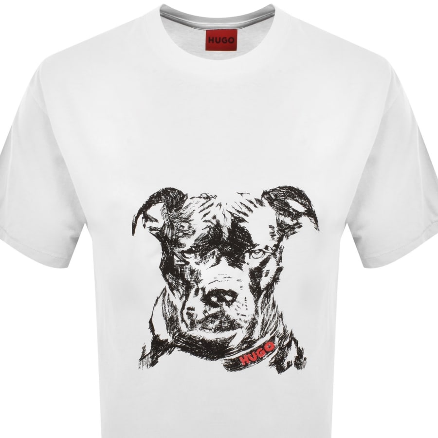 Image number 2 for HUGO Dubrox Dog Artwork T Shirt White