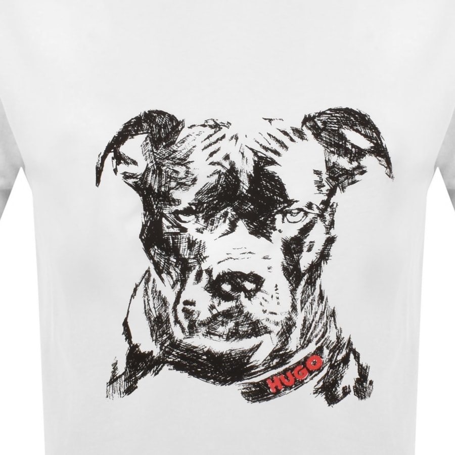 Image number 3 for HUGO Dubrox Dog Artwork T Shirt White