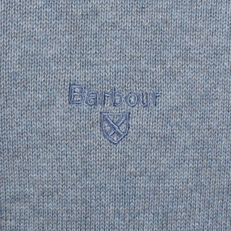 Image number 3 for Barbour Half Zip Knit Jumper Blue Stone