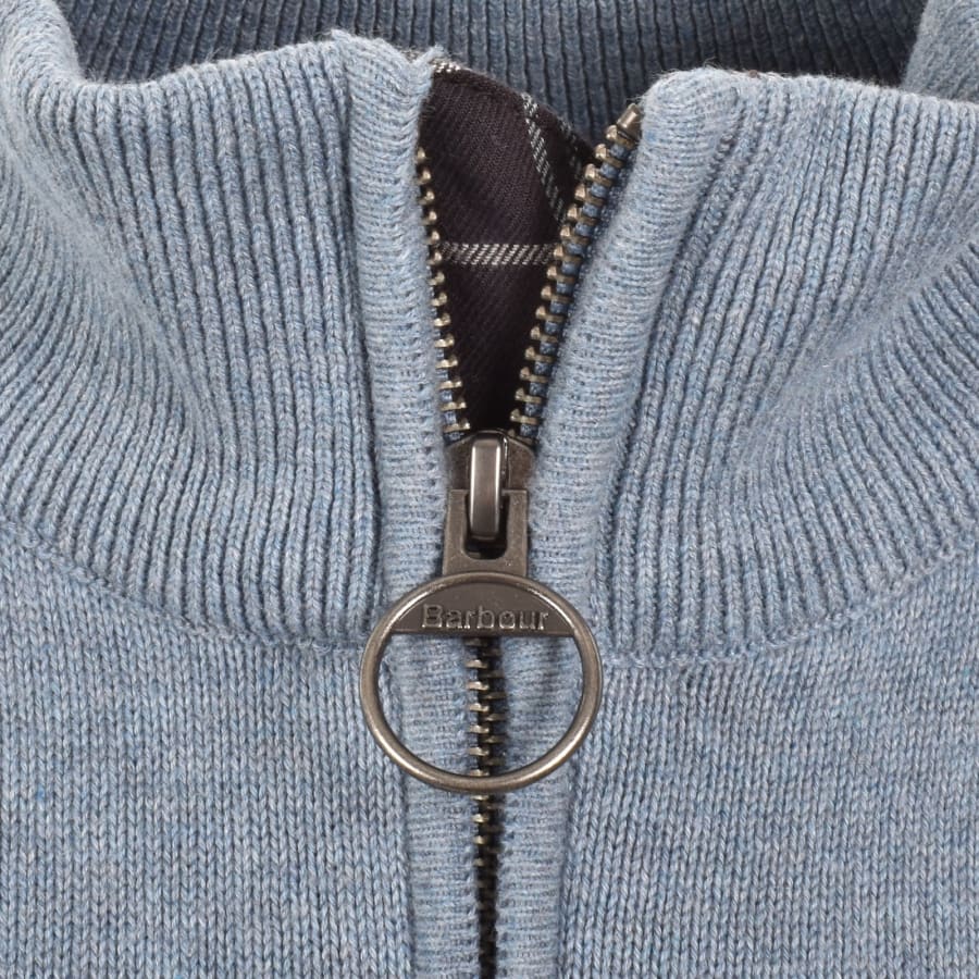 Image number 4 for Barbour Half Zip Knit Jumper Blue Stone