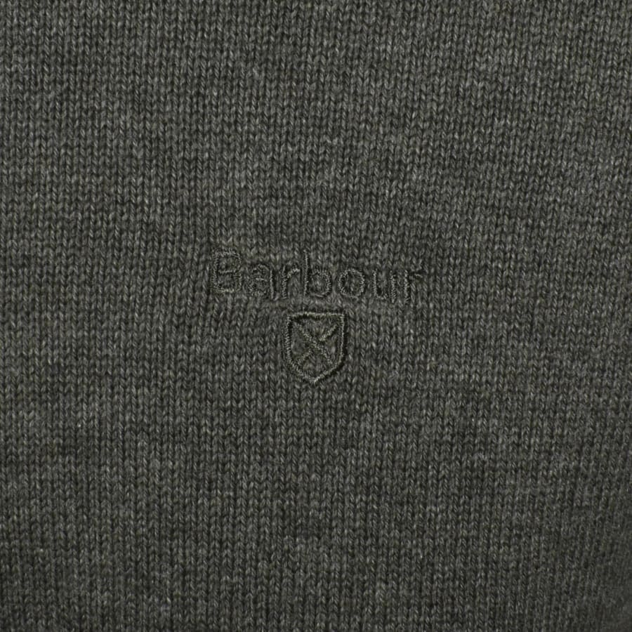 Image number 3 for Barbour Half Zip Knit Jumper Green