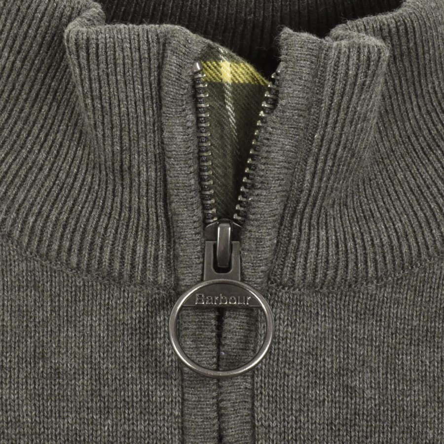 Image number 4 for Barbour Half Zip Knit Jumper Green
