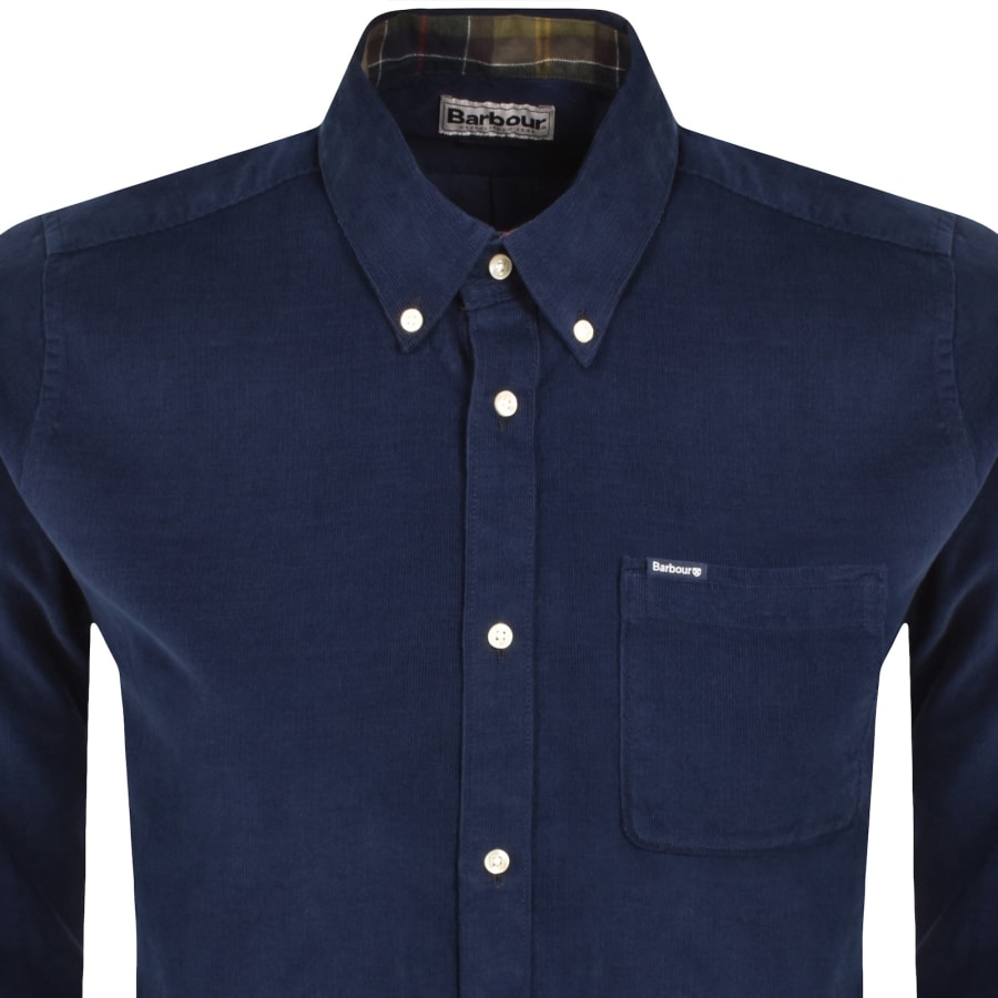 Image number 2 for Barbour Long Sleeved Corduroy Shirt Navy