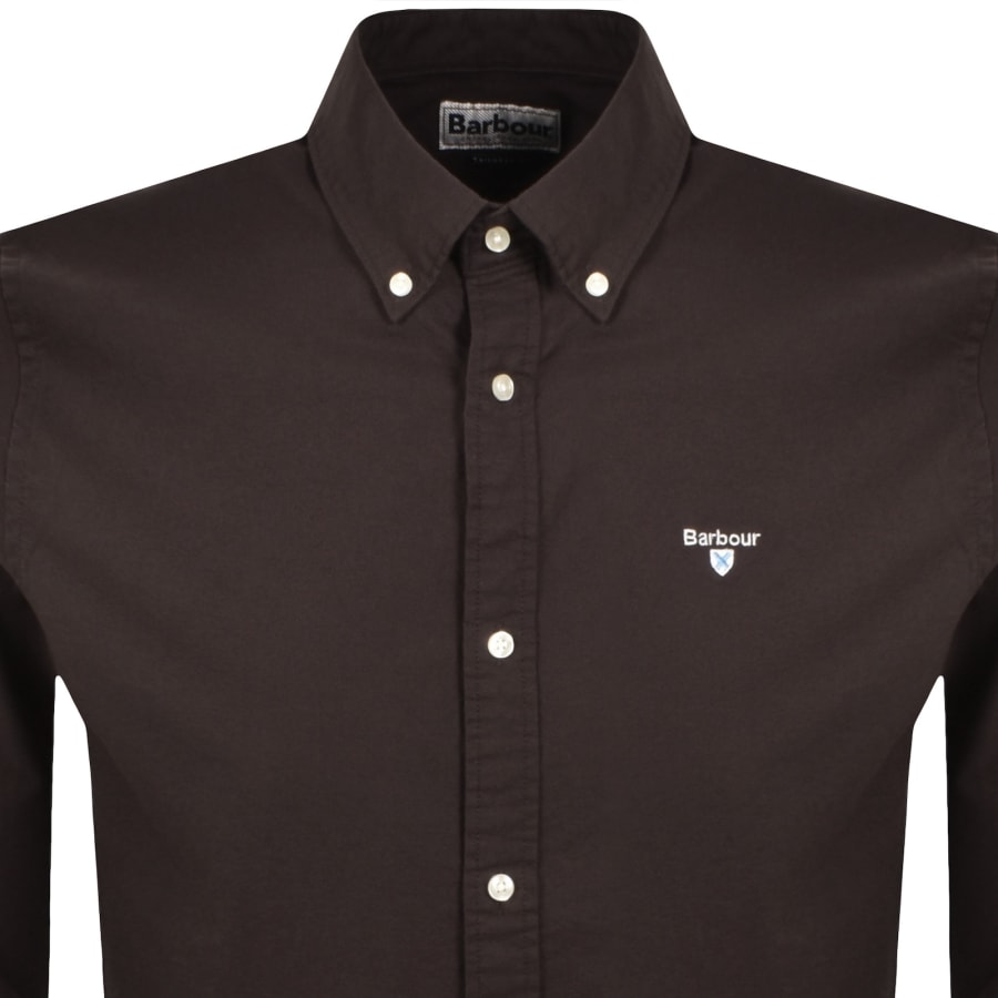 Image number 2 for Barbour Long Sleeved Oxtown Shirt Brown
