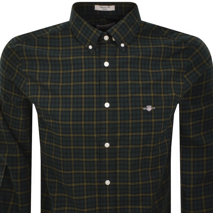 Image number 2 for Gant Long Sleeved Poplin Check Shirt Green