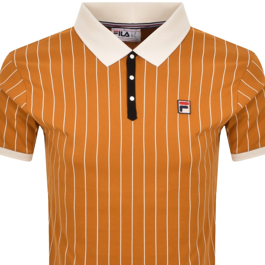 Image number 2 for Fila Classic Vintage Stripe Polo T Shirt Pumpkin