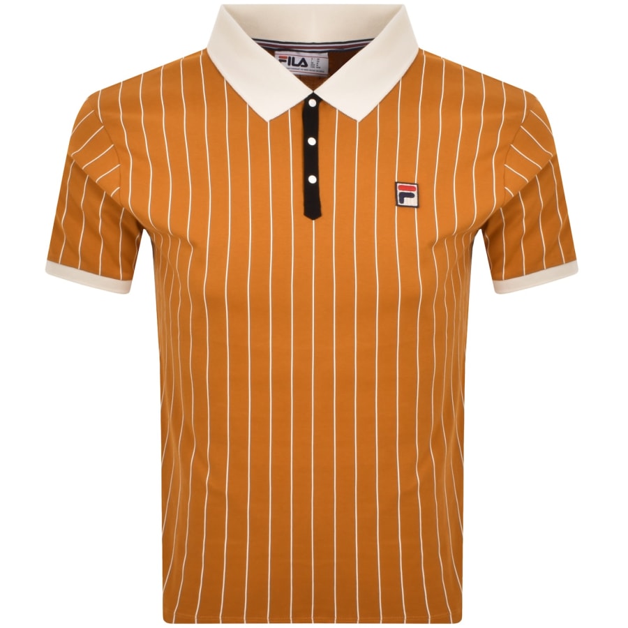Image number 1 for Fila Classic Vintage Stripe Polo T Shirt Pumpkin