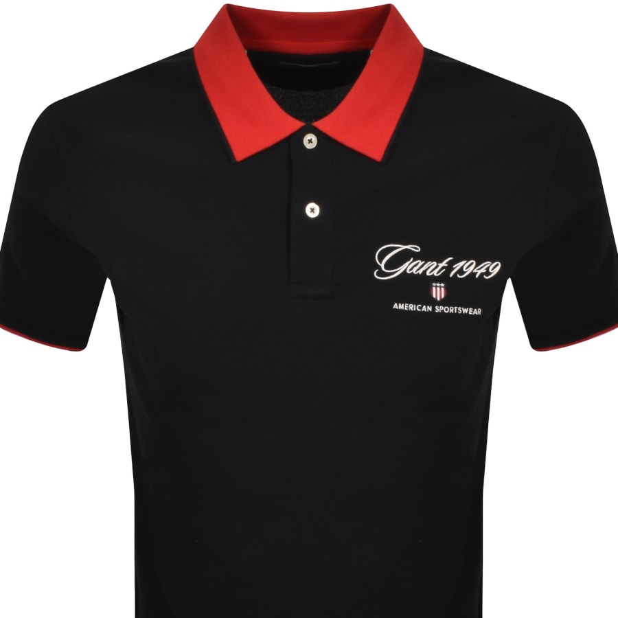 Image number 2 for Gant Graphic Pique Polo T Shirt Black