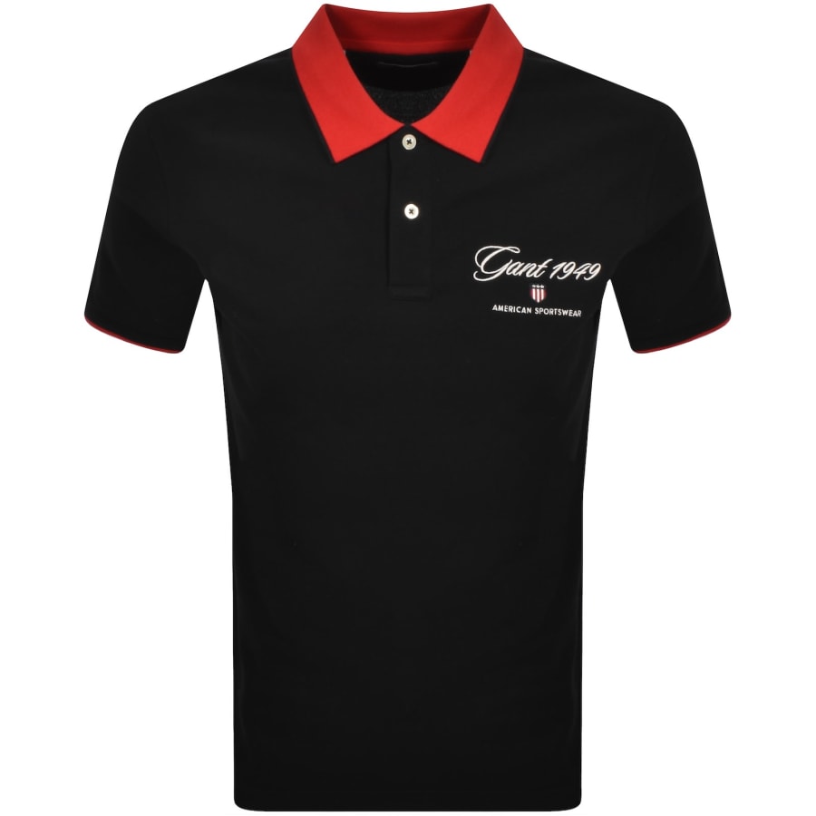 Image number 1 for Gant Graphic Pique Polo T Shirt Black